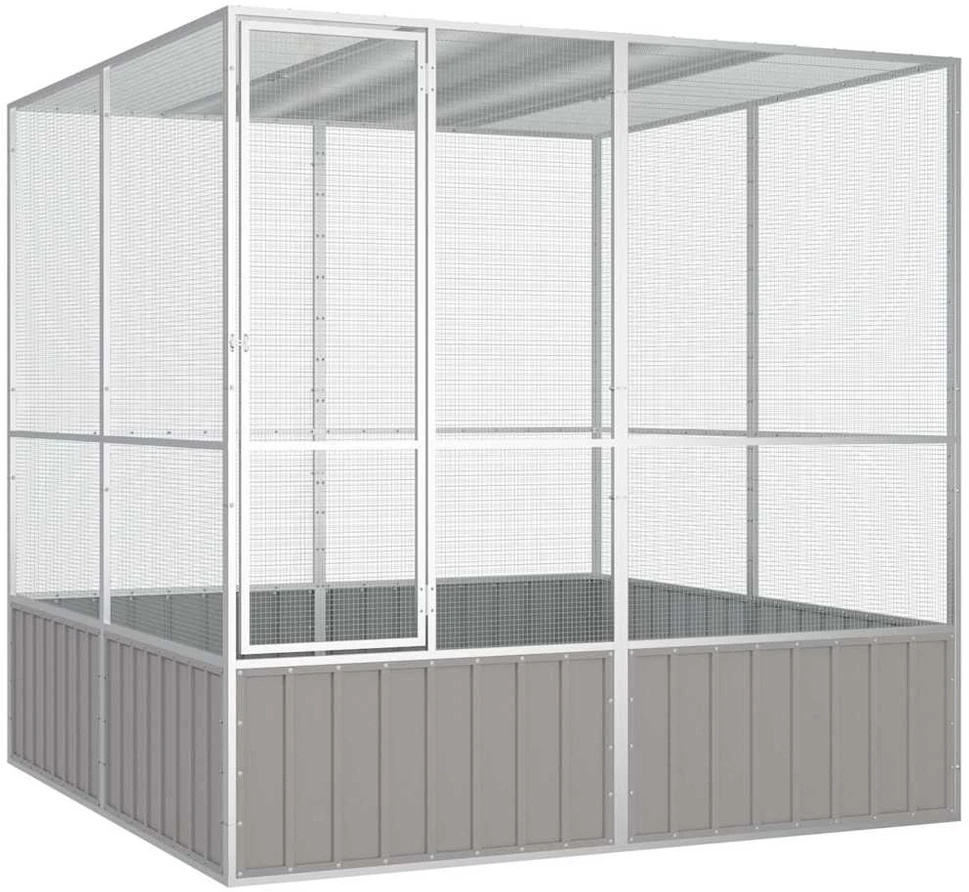 Paukščių narvas, pilkas, 213,5x217,5x211,5cm, plienas