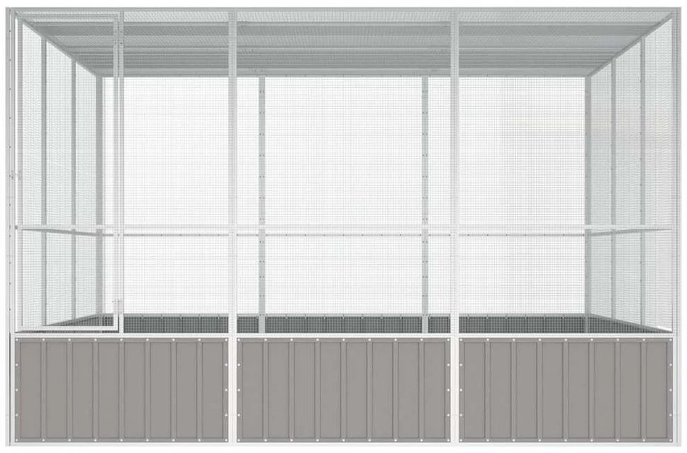Paukščių narvas, pilkas, 302,5x324,5x211,5cm, plienas