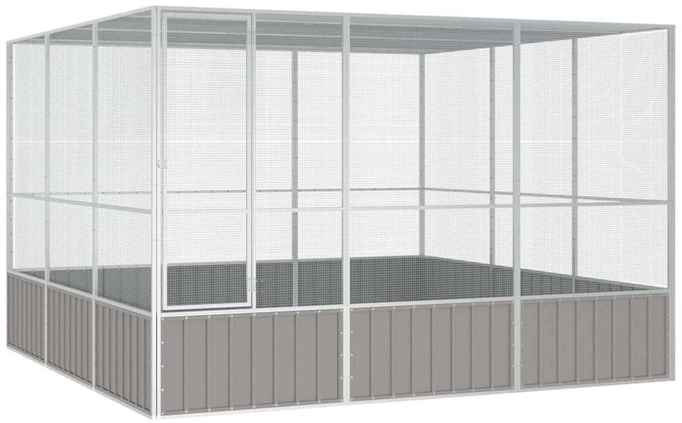 Paukščių narvas, pilkas, 302,5x324,5x211,5cm, plienas