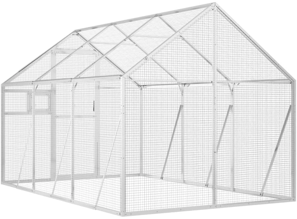 Paukštidė, sidabrinės spalvos, 1,79x3x1,85m, aliuminis