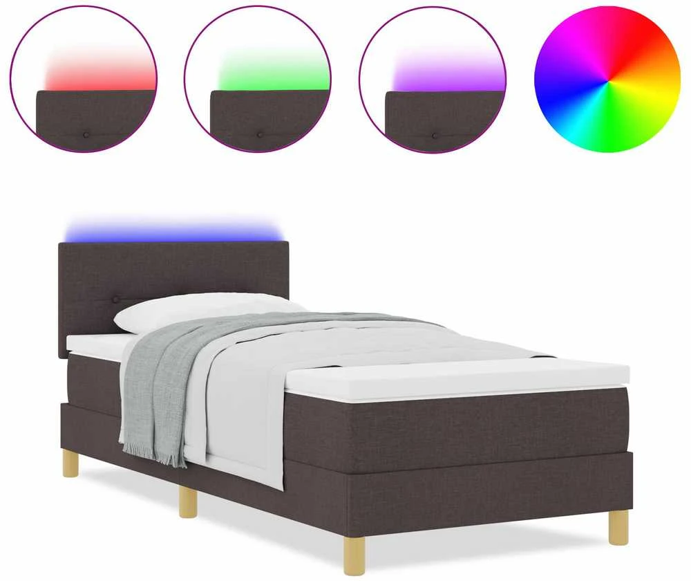 LED Čiužinio Lova Tamsiai rudas 90 x 190 cm audinys