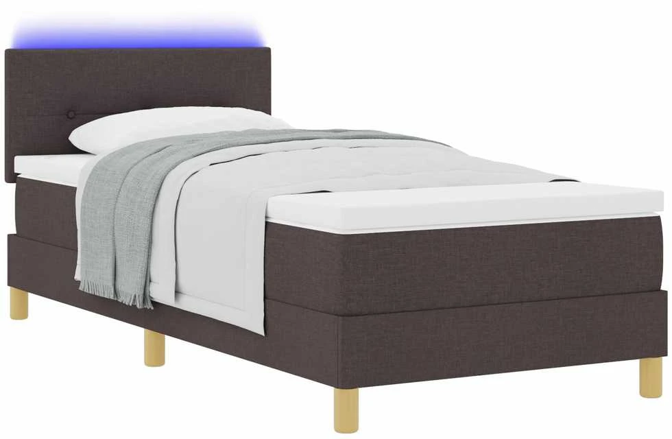 LED Čiužinio Lova Tamsiai rudas 90 x 190 cm audinys