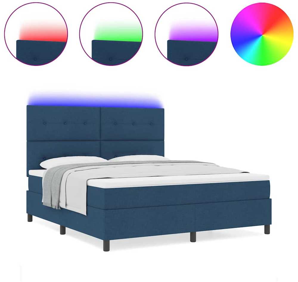 Kiemas lova su LED juostelėmis Mėlyna 180 x 200 cm audinys