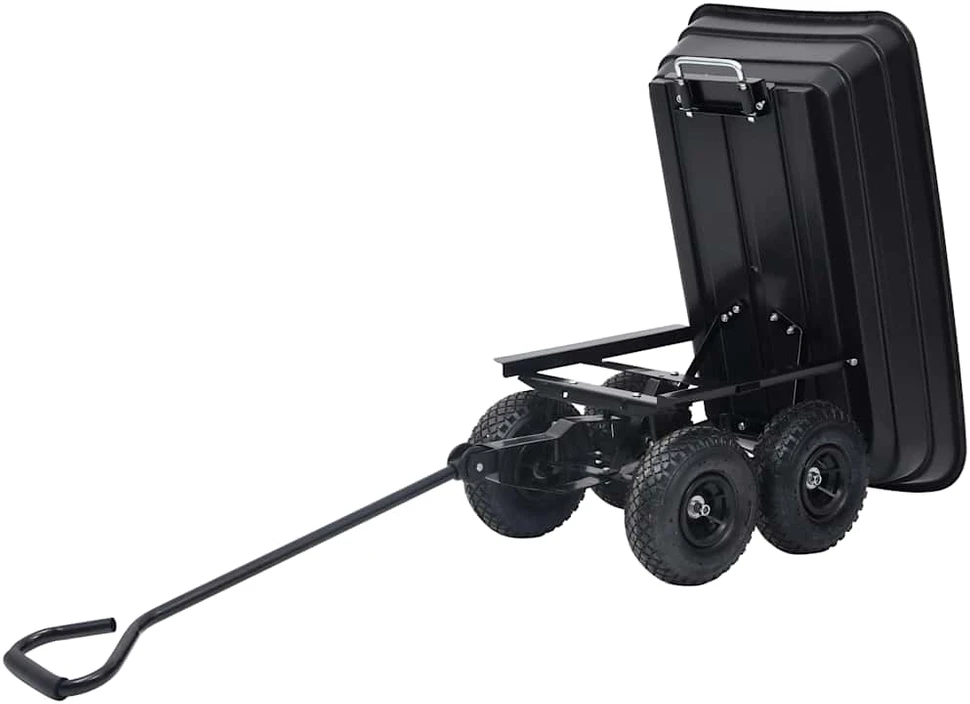 Paverčiamas rankinis sodo vežimėlis, juodos spalvos, 300kg, 75l