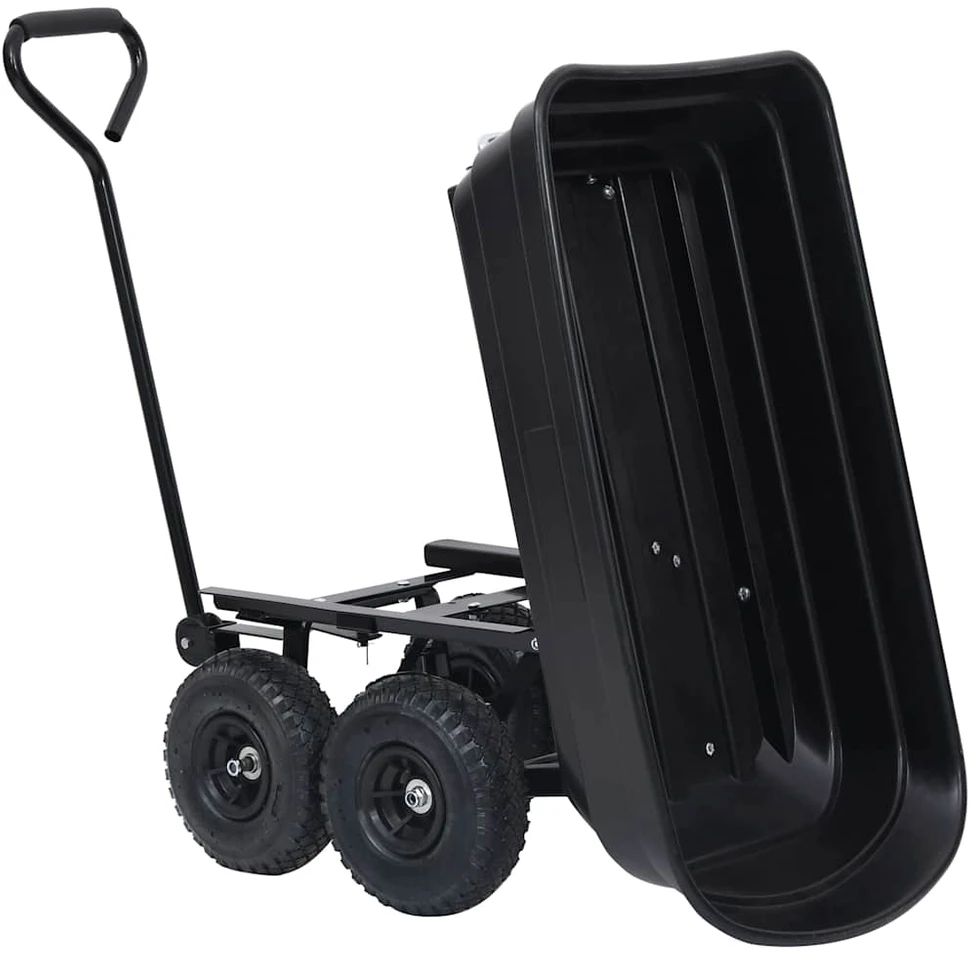Paverčiamas rankinis sodo vežimėlis, juodos spalvos, 300kg, 75l