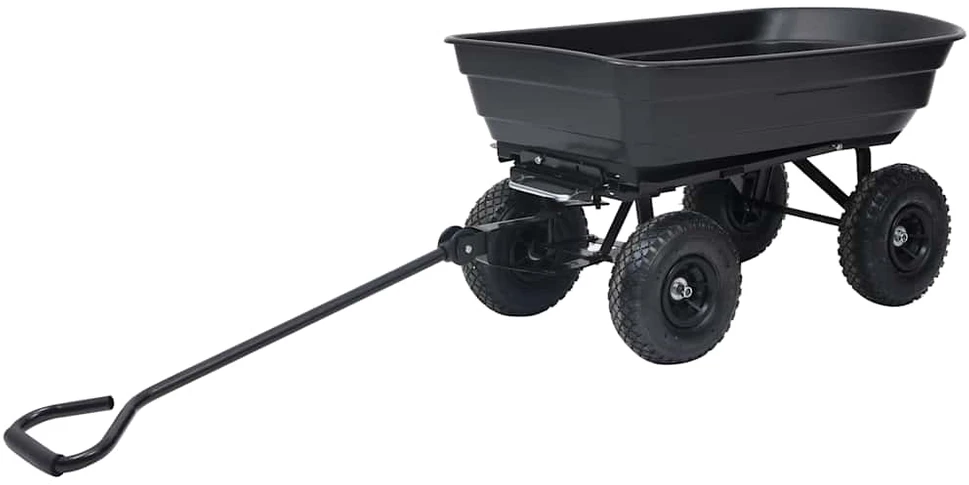 Paverčiamas rankinis sodo vežimėlis, juodos spalvos, 300kg, 75l