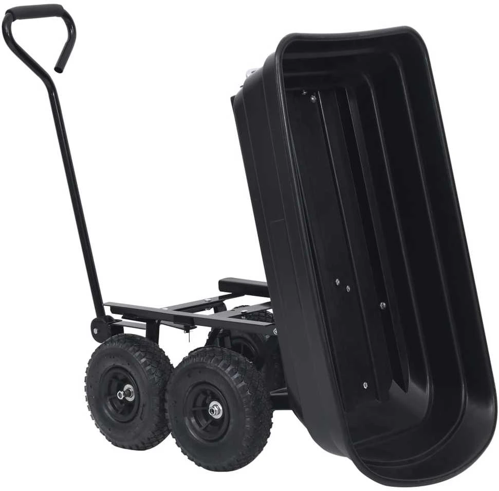 Paverčiamas rankinis sodo vežimėlis, juodos spalvos, 300kg, 75l