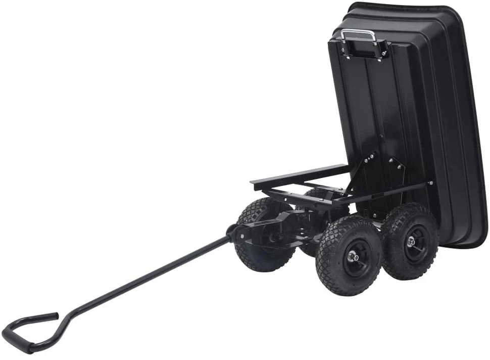 Paverčiamas rankinis sodo vežimėlis, juodos spalvos, 300kg, 75l