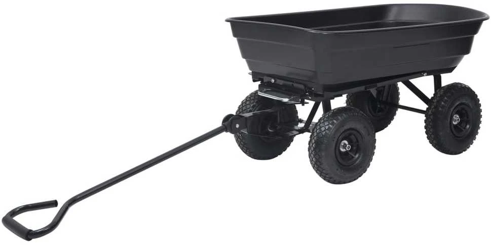 Paverčiamas rankinis sodo vežimėlis, juodos spalvos, 300kg, 75l