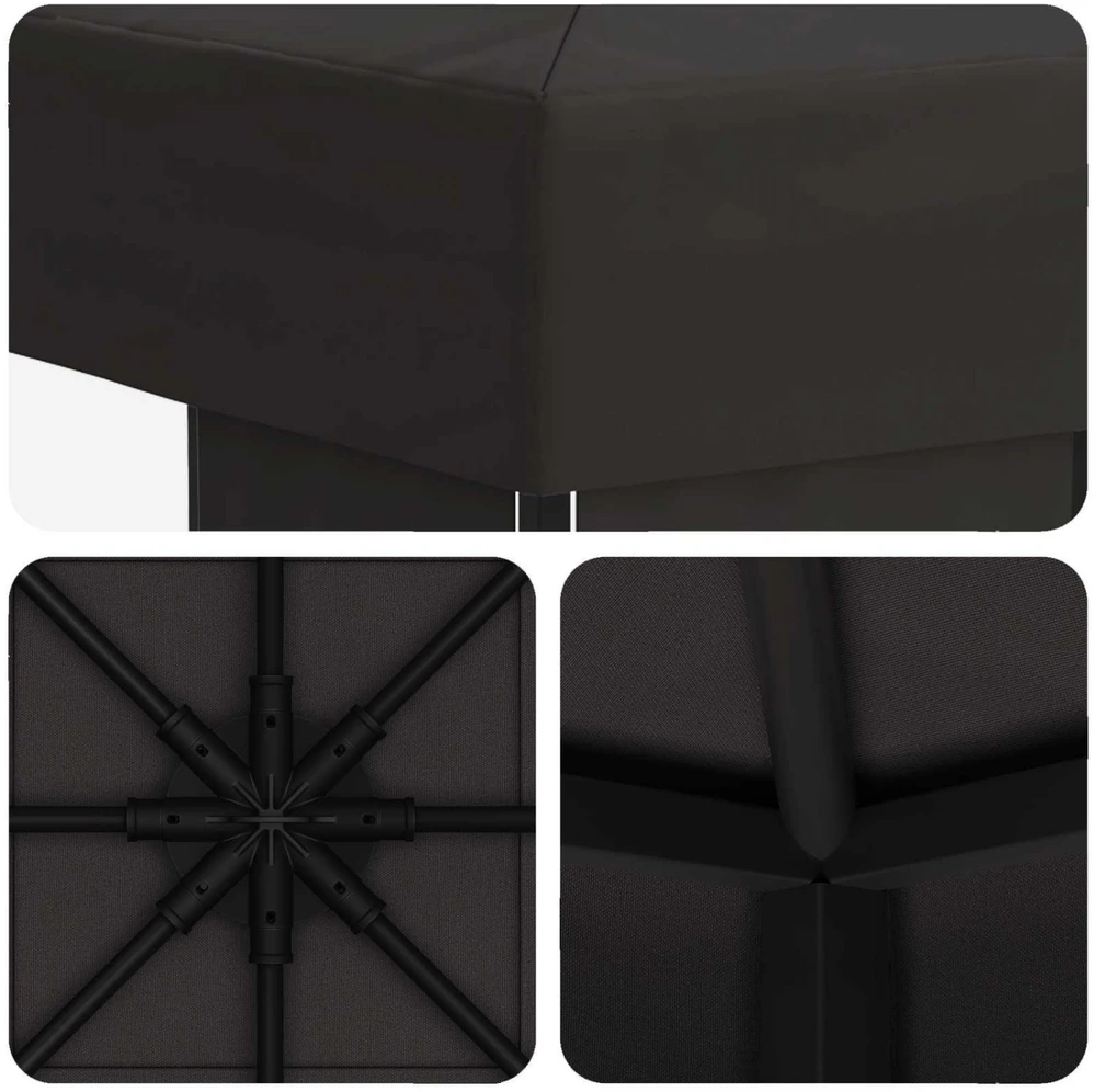 Pavėsinė 3 x 3 m Antracito Poliesteris ir plienas 190 gsm