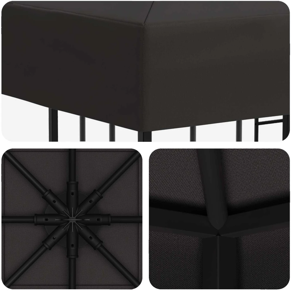 Pavėsinė 3 x 3 m Antracito Poliesteris ir plienas 190 gsm