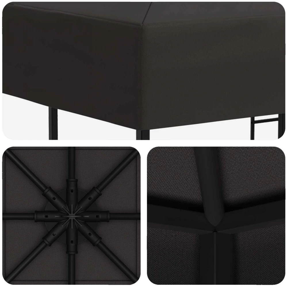 Pavėsinė 3 x 3 m Antracito Poliesteris ir plienas 190 gsm