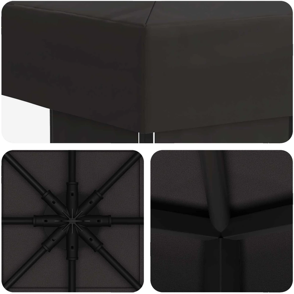Pavėsinė 3 x 3 m Antracito Poliesteris ir plienas 190 gsm