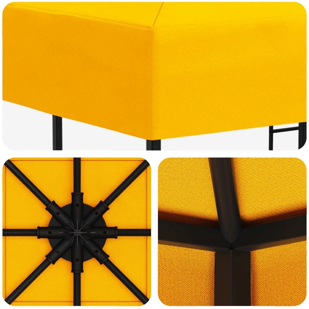 Pavėsinė 3 x 3 m Geltona Poliesteris ir plienas 190 gsm