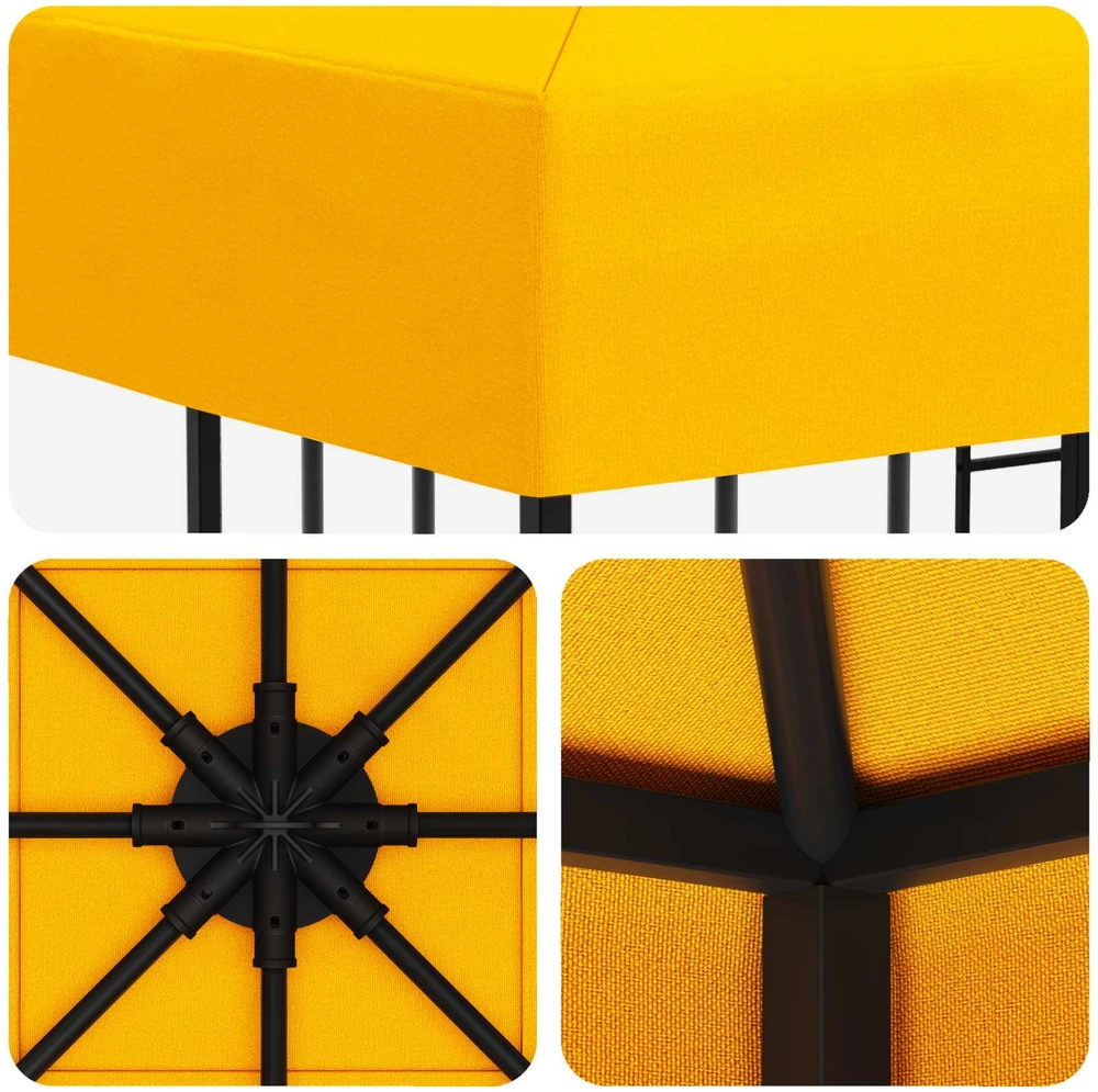 Pavėsinė 3 x 3 m Geltona Poliesteris ir plienas 190 gsm