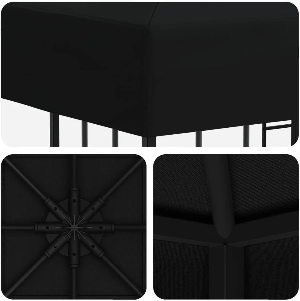 Pavėsinė 3 x 3 m Juoda Poliesteris ir plienas 190 gsm