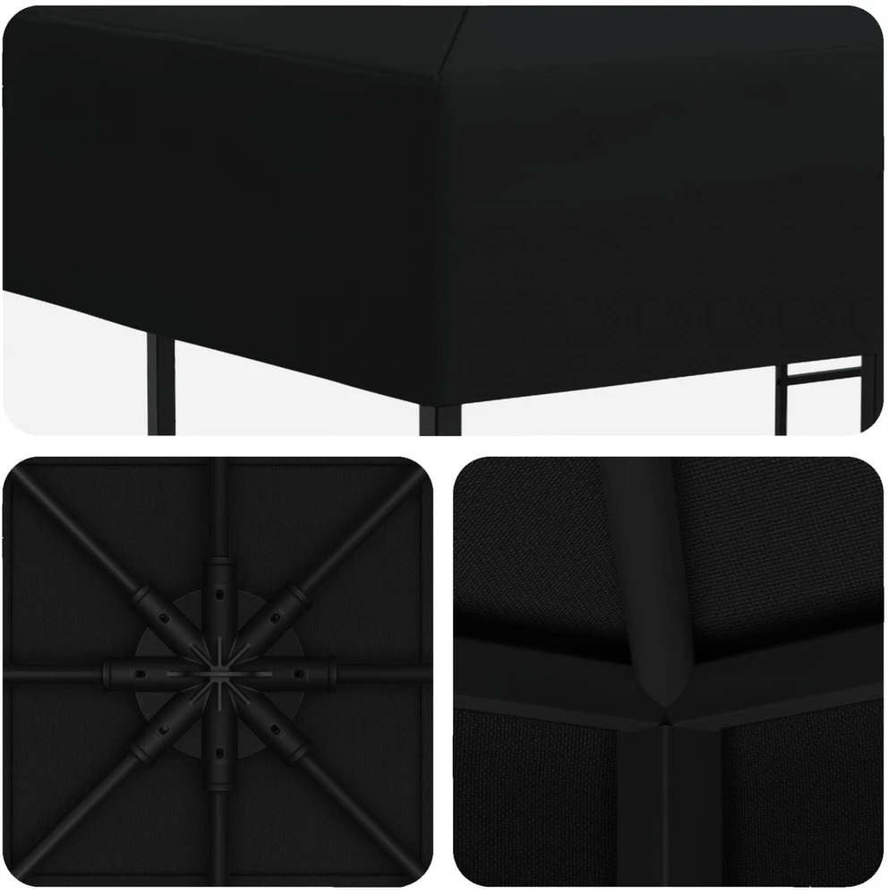 Pavėsinė 3 x 3 m Juoda Poliesteris ir plienas 190 gsm