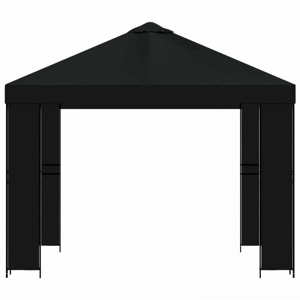 Pavėsinė 3 x 3 m Juoda Poliesteris ir plienas 190 gsm