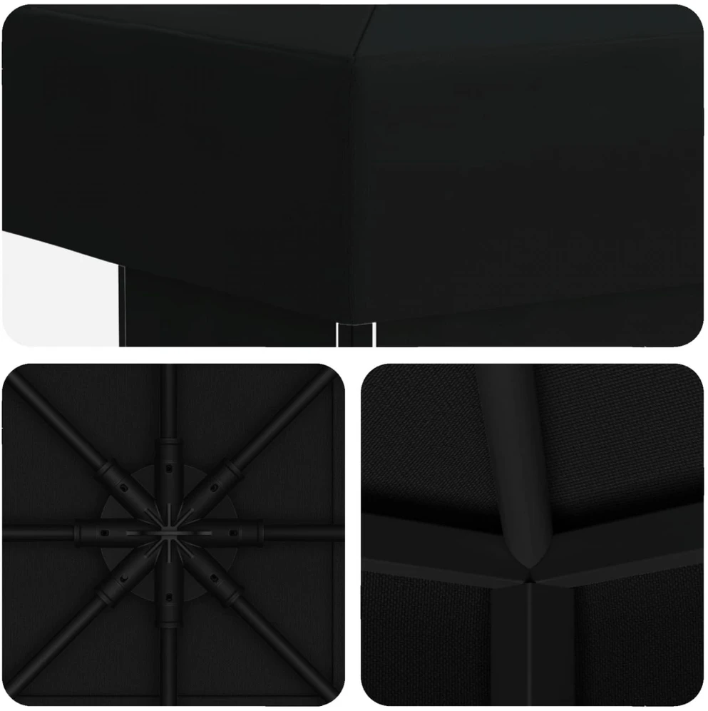 Pavėsinė 3 x 3 m Juoda Poliesteris ir plienas 190 gsm
