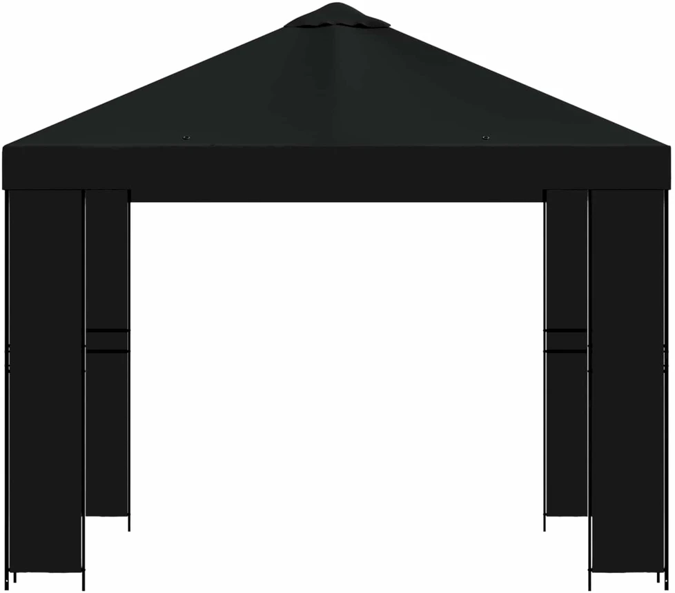 Pavėsinė 3 x 3 m Juoda Poliesteris ir plienas 190 gsm