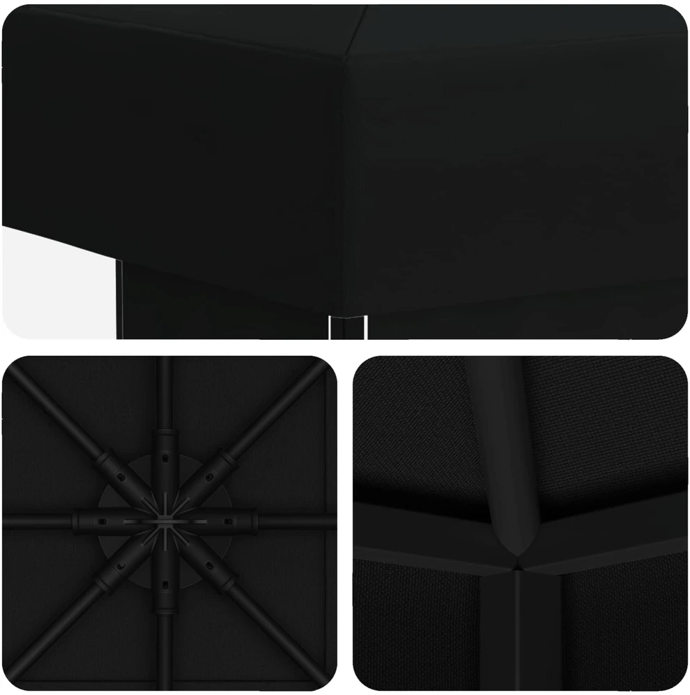 Pavėsinė 3 x 3 m Juoda Poliesteris ir plienas 190 gsm