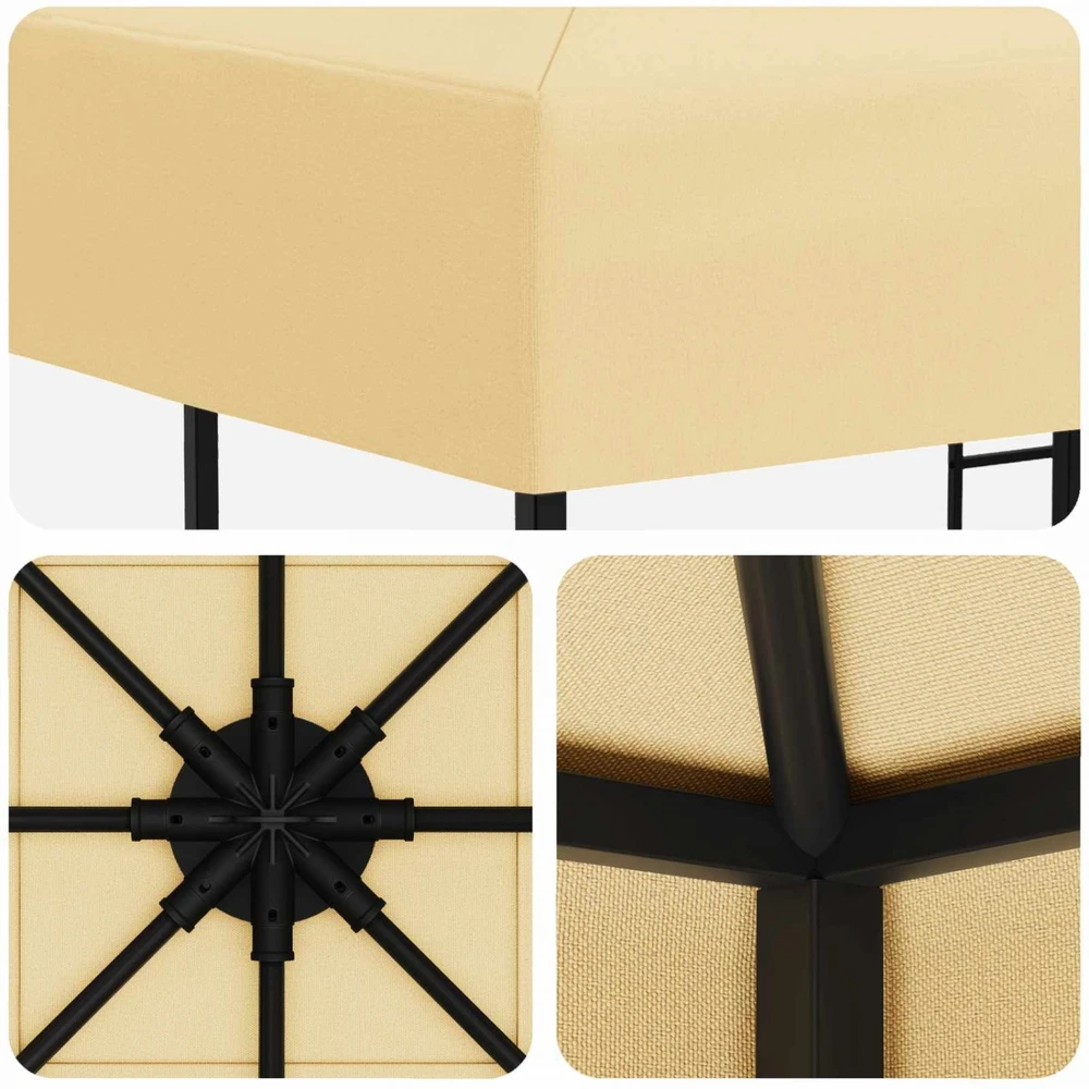 Pavėsinė 3 x 3 m Kreminė Poliesteris ir plienas 190 gsm