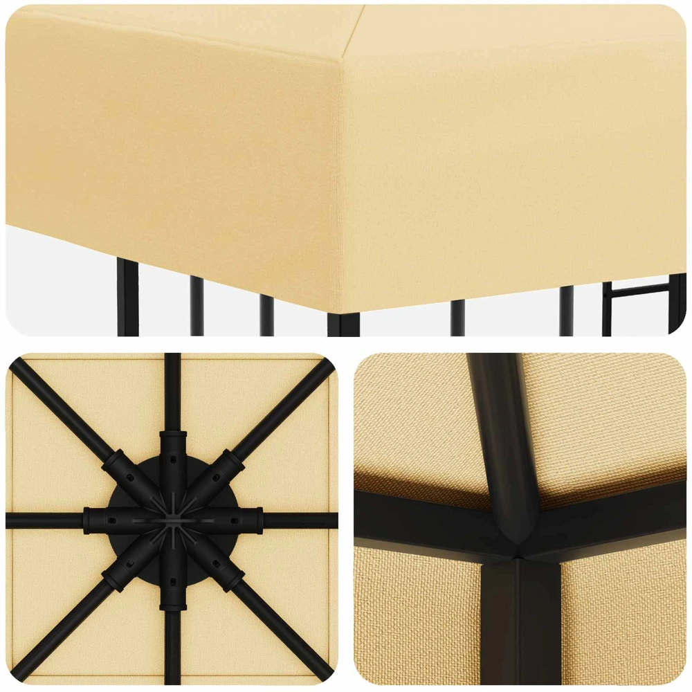 Pavėsinė 3 x 3 m Kreminė Poliesteris ir plienas 190 gsm