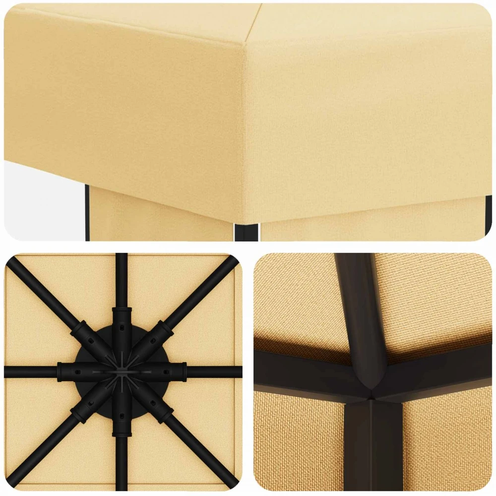 Pavėsinė 3 x 3 m Kreminė Poliesteris ir plienas 190 gsm