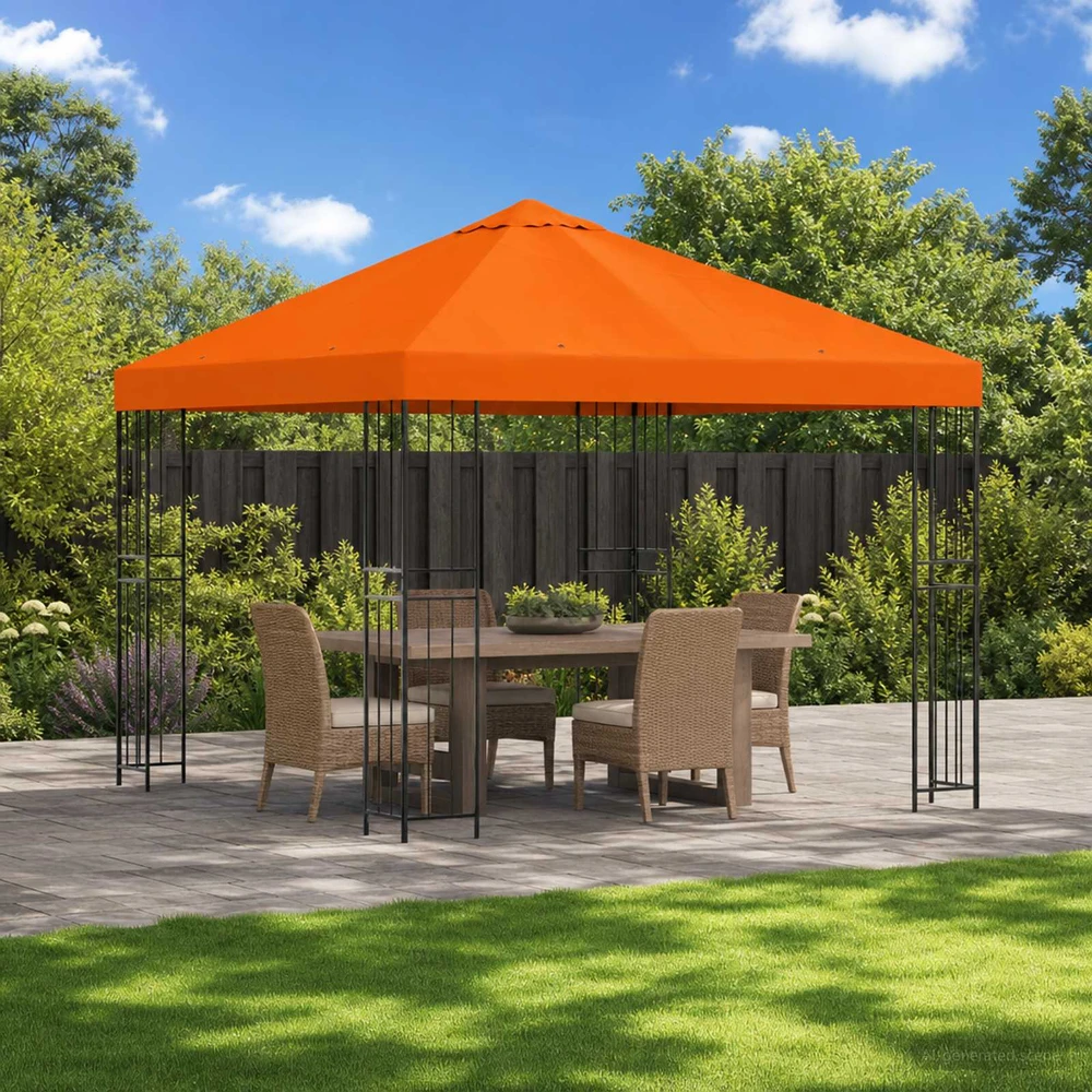 Pavėsinė 3 x 3 m Oranžinė Poliesteris ir plienas 190 gsm