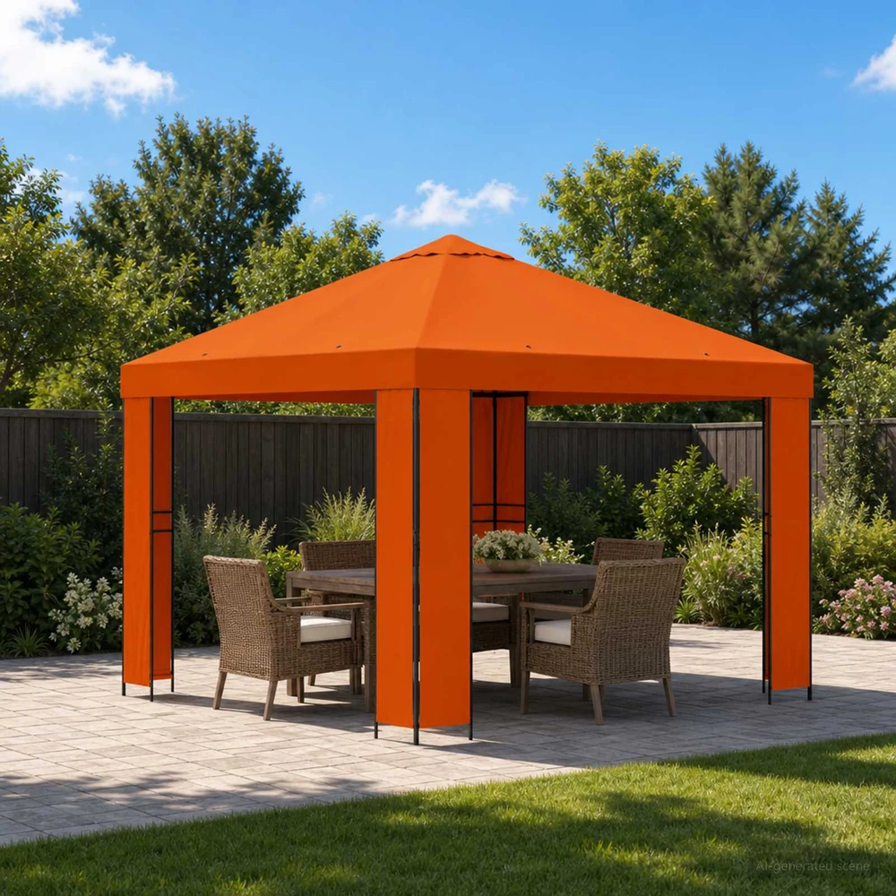 Pavėsinė 3 x 3 m Oranžinė Poliesteris ir plienas 190 gsm