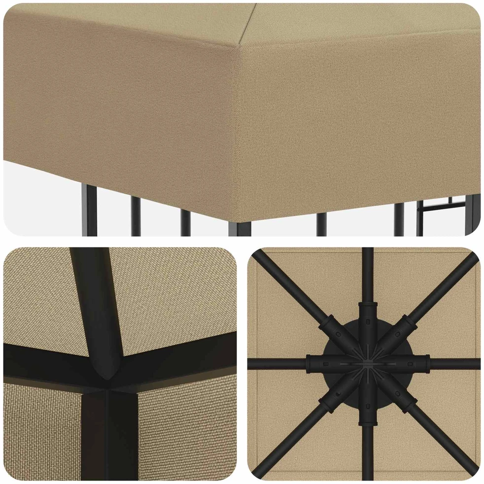 Pavėsinė 3 x 3 m Smėlio Poliesteris ir plienas 190 gsm