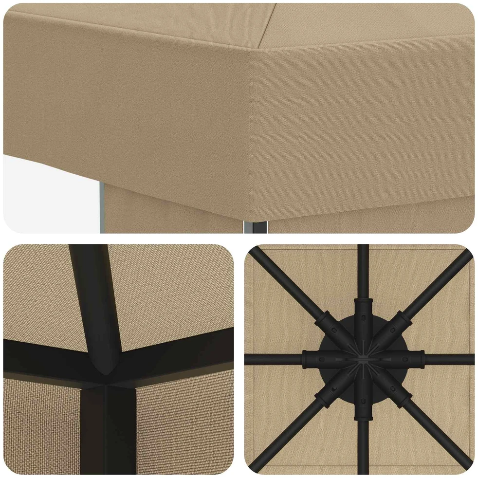 Pavėsinė 3 x 3 m Smėlio Poliesteris ir plienas 190 gsm