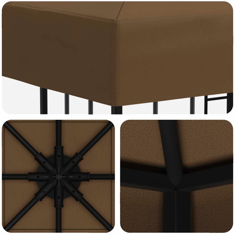 Pavėsinė 3 x 3 m Taupe Poliesteris ir plienas 190 gsm