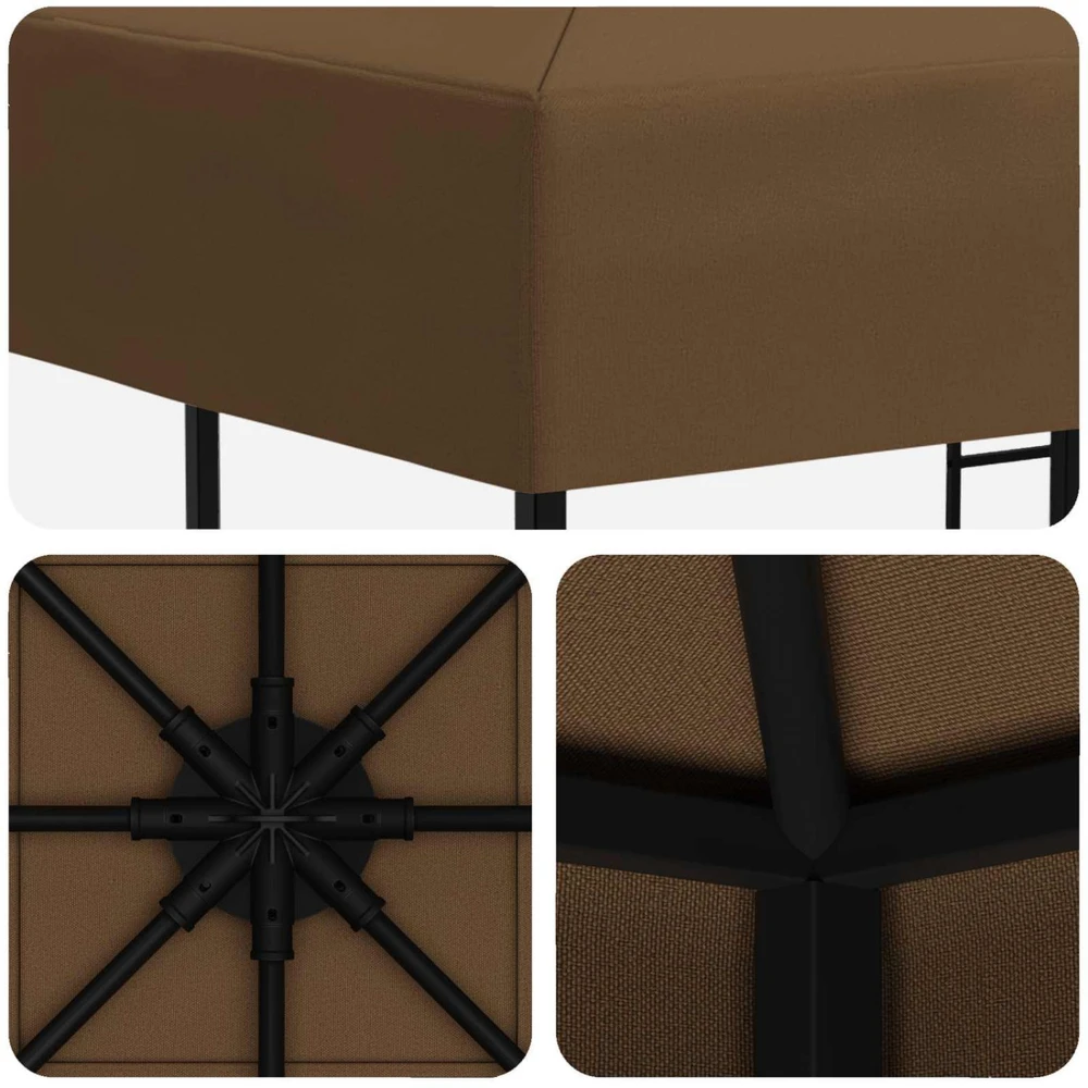 Pavėsinė 3 x 3 m Taupe Poliesteris ir plienas 190 gsm