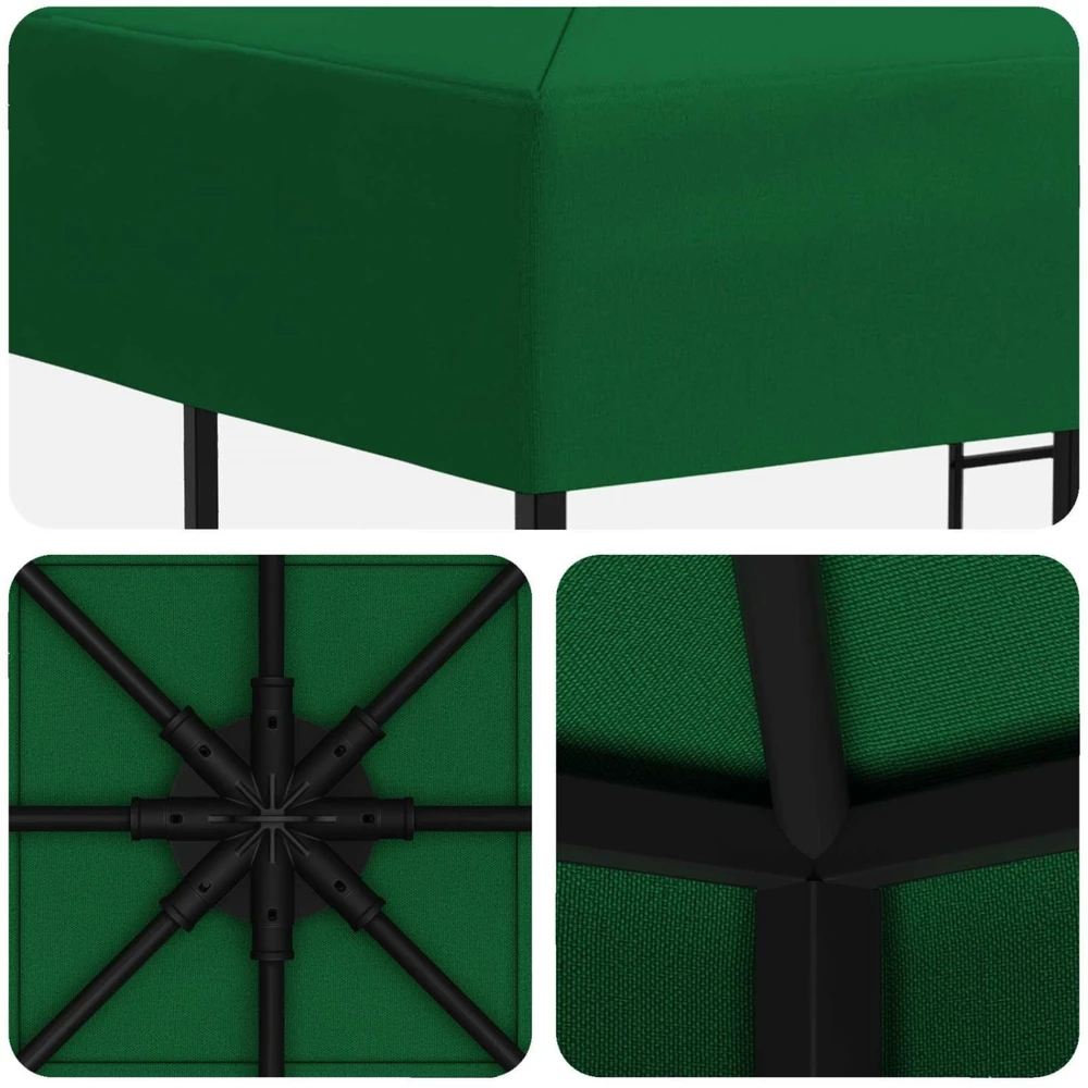 Pavėsinė 3 x 3 m Žalia Poliesteris ir plienas 190 gsm