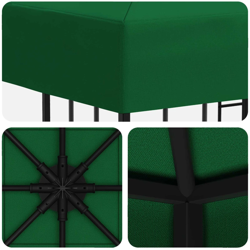 Pavėsinė 3 x 3 m Žalia Poliesteris ir plienas 190 gsm