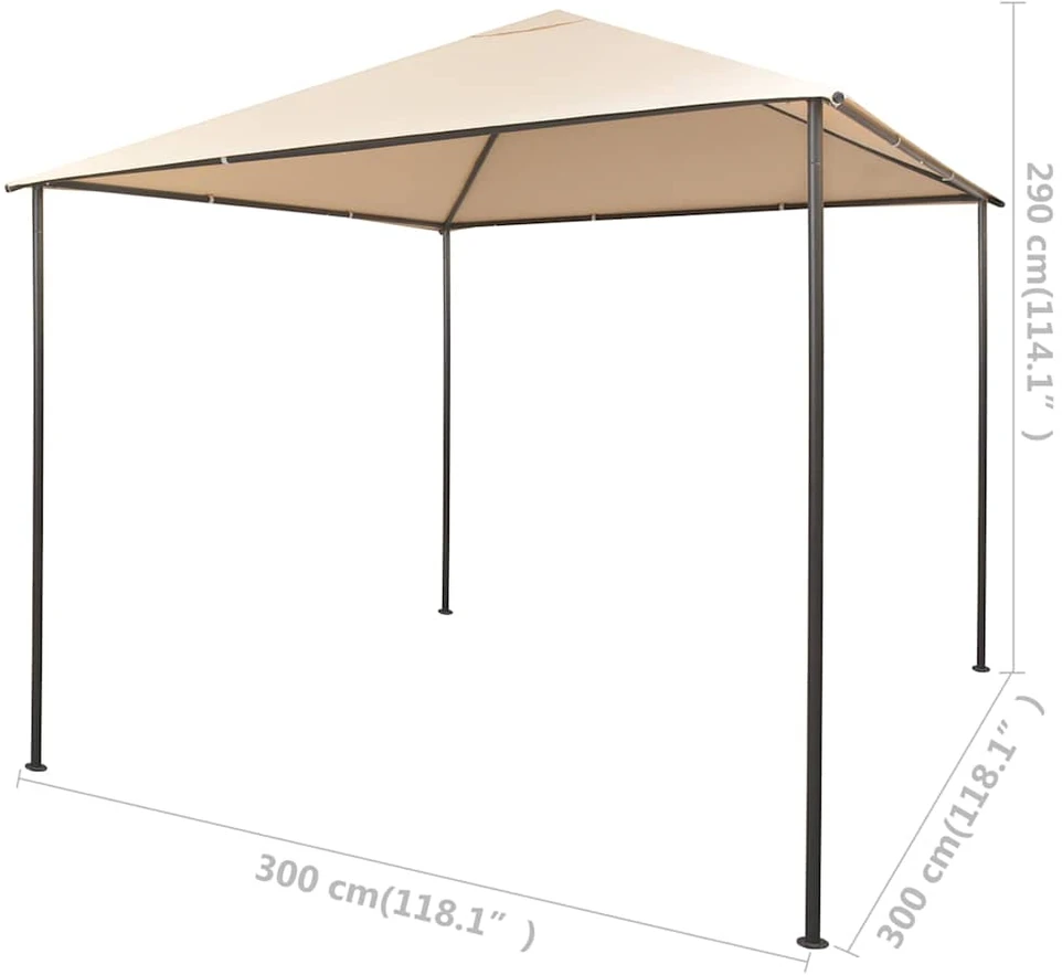 Pavėsinė, 3x3m, plienas, smėlio spalva