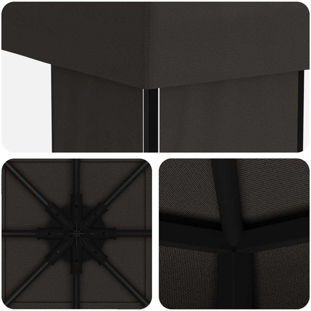 Pavėsinė 4 × 3 m Antracito Poliesteris ir plienas 190 gsm