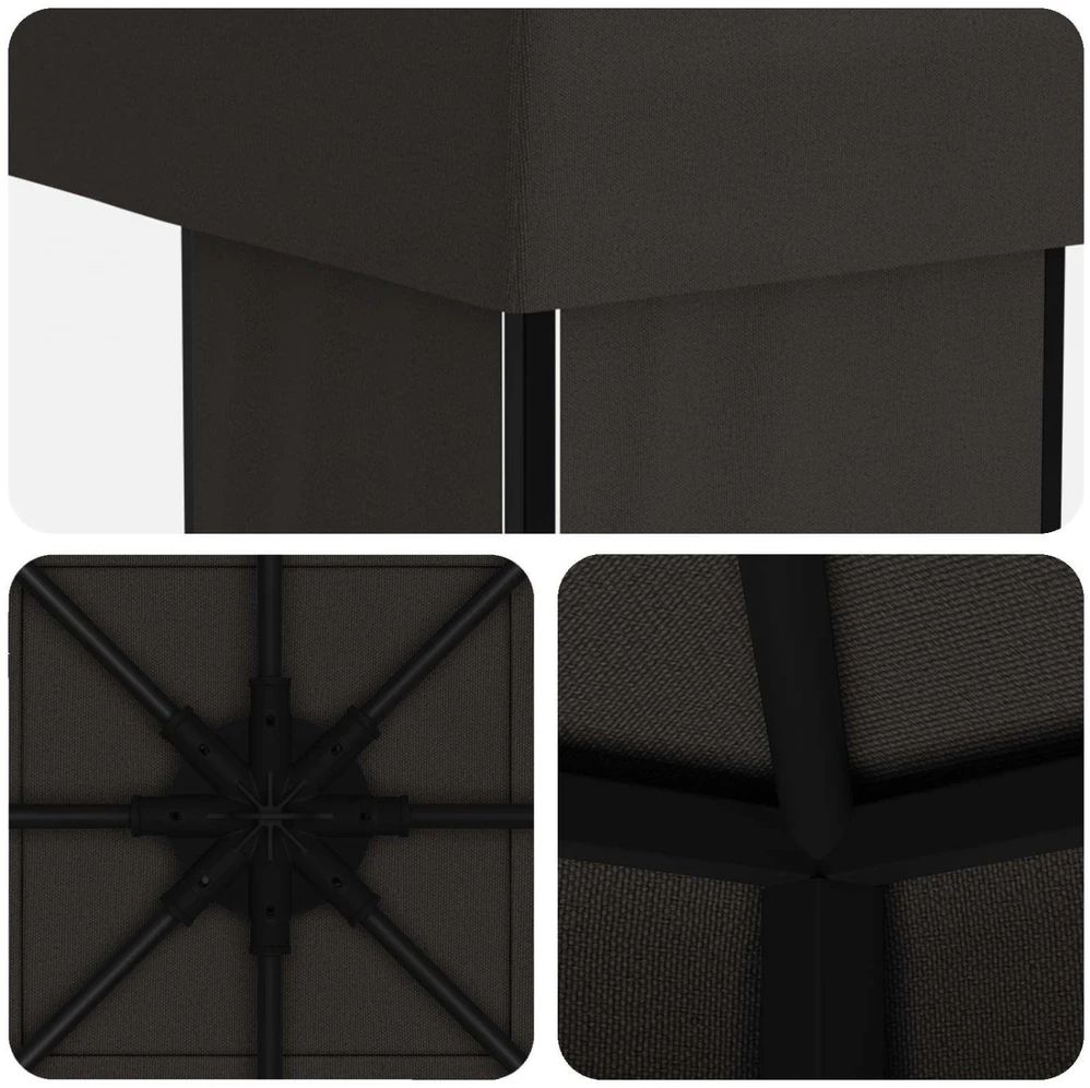 Pavėsinė 4 × 3 m Antracito Poliesteris ir plienas 190 gsm