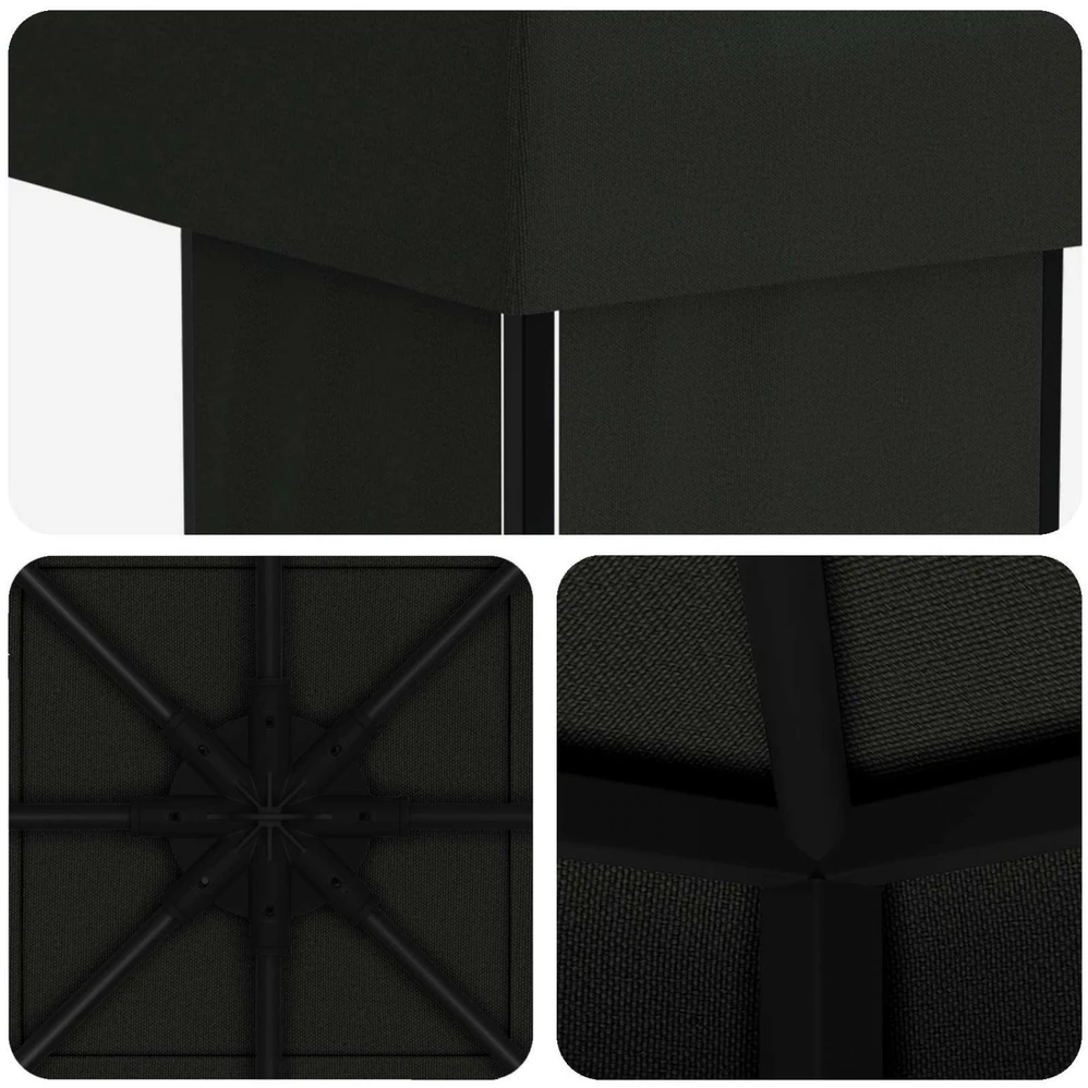 Pavėsinė 4 × 3 m Juoda Poliesteris ir plienas 190 gsm