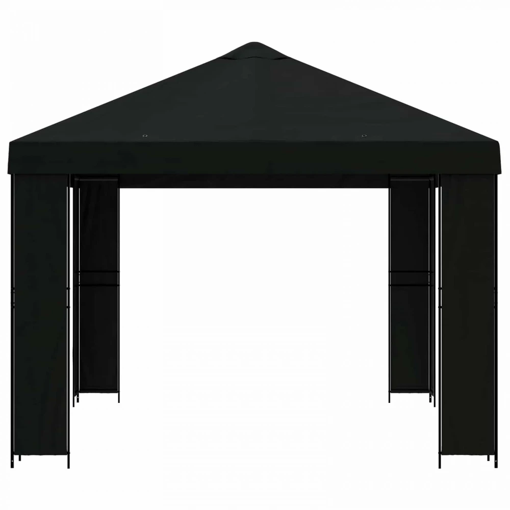 Pavėsinė 4 × 3 m Juoda Poliesteris ir plienas 190 gsm