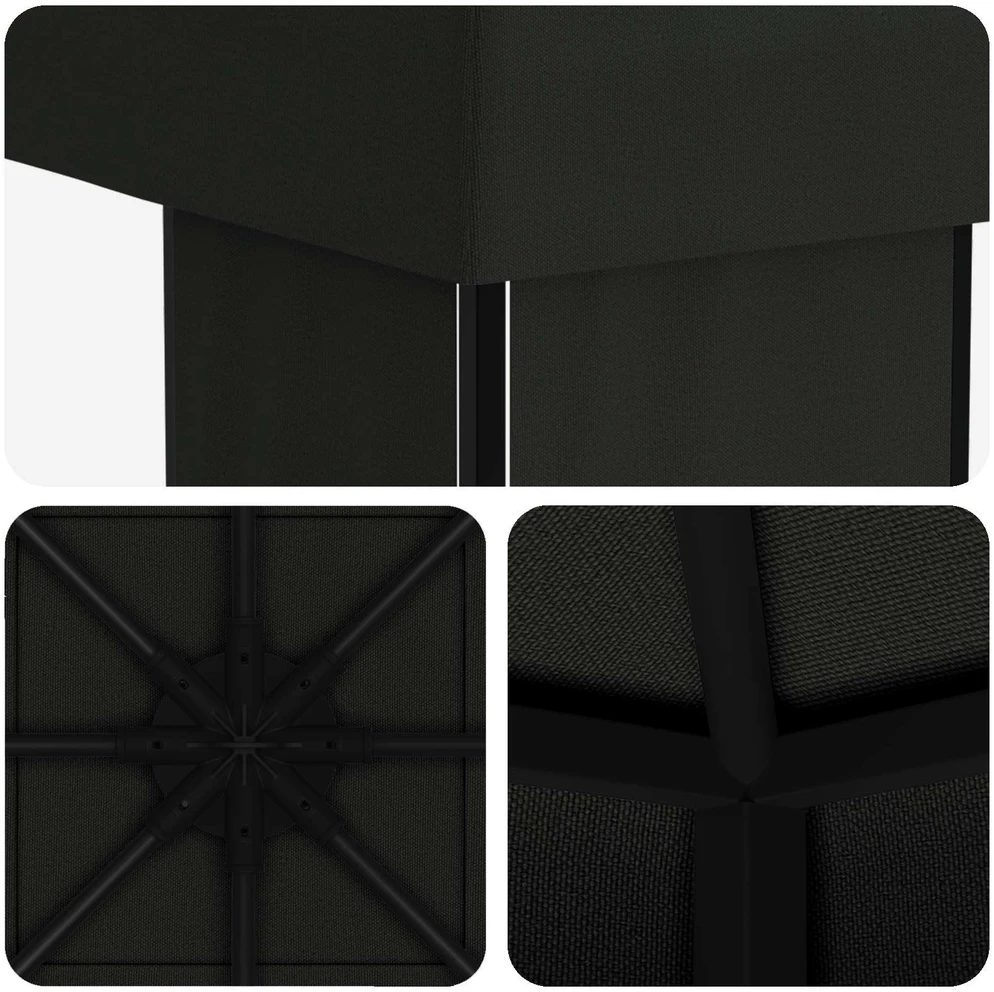 Pavėsinė 4 × 3 m Juoda Poliesteris ir plienas 190 gsm