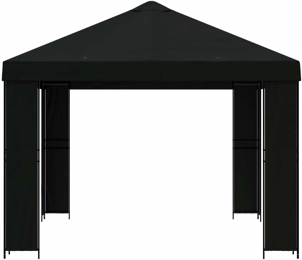 Pavėsinė 4 × 3 m Juoda Poliesteris ir plienas 190 gsm