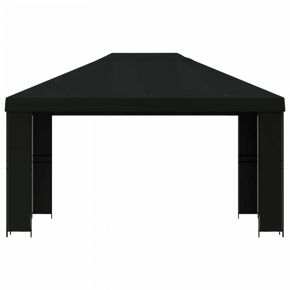 Pavėsinė 4 × 3 m Juoda Poliesteris ir plienas 190 gsm