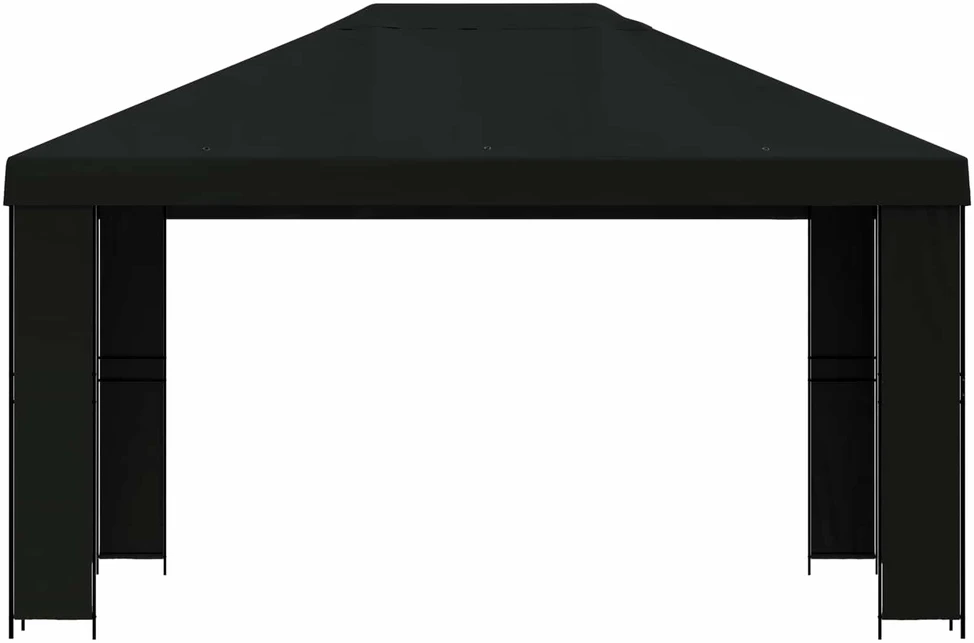 Pavėsinė 4 × 3 m Juoda Poliesteris ir plienas 190 gsm