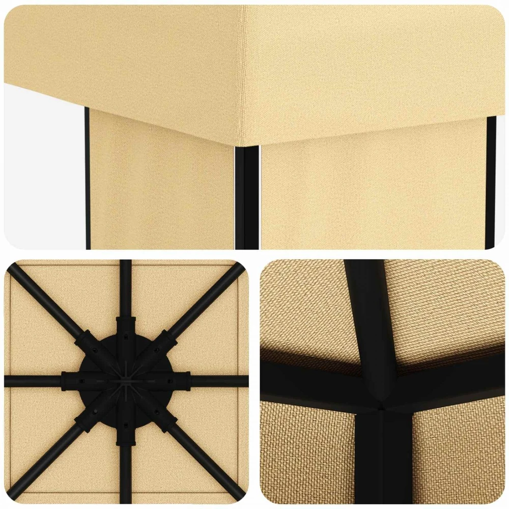 Pavėsinė 4 × 3 m Kreminė Poliesteris ir plienas 190 gsm