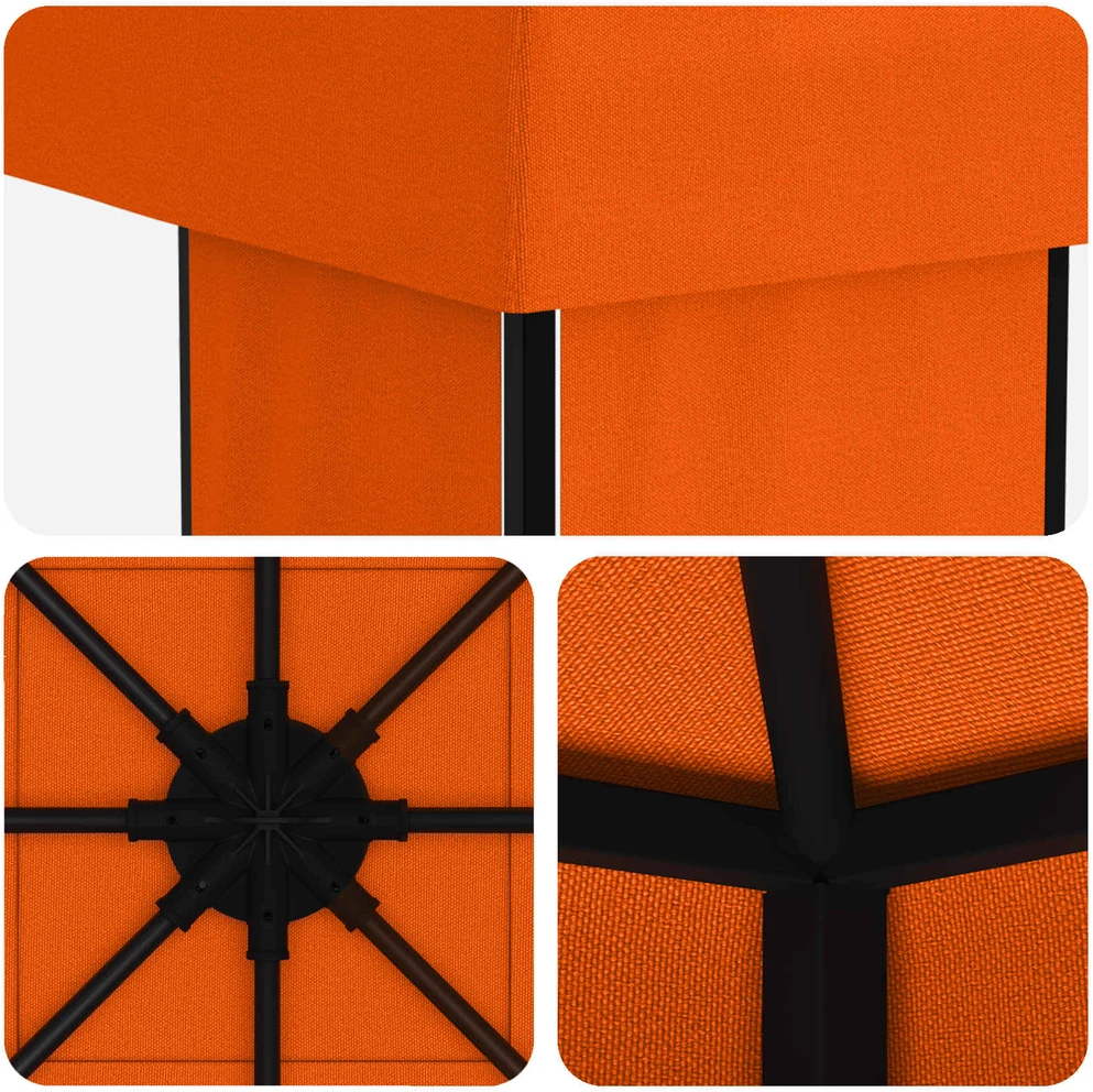 Pavėsinė 4 × 3 m Oranžinė Poliesteris ir plienas 190 gsm