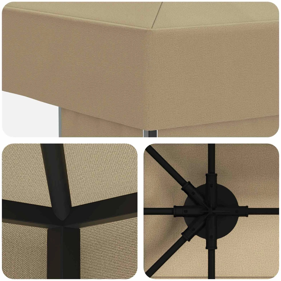 Pavėsinė 4 × 3 m Smėlio Poliesteris ir plienas 190 gsm