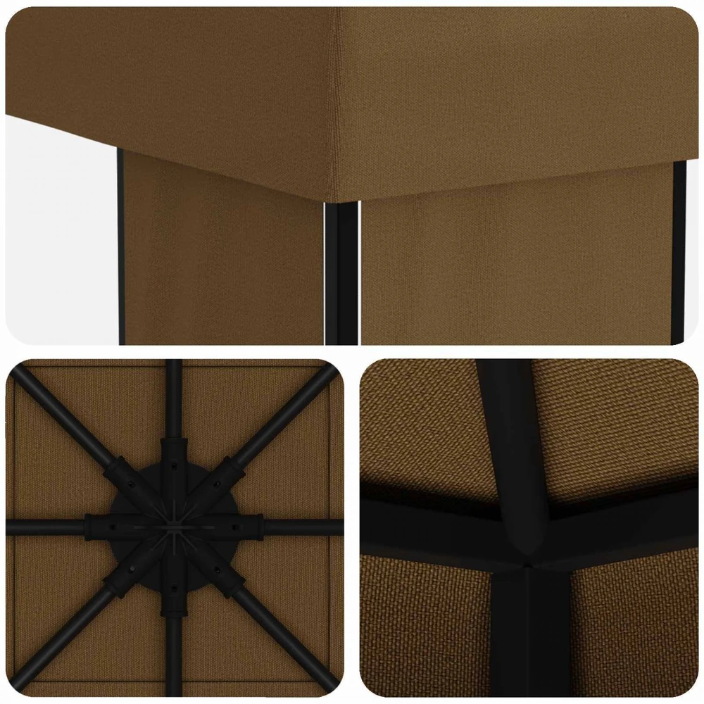 Pavėsinė 4 × 3 m Taupe Poliesteris ir plienas 190 gsm