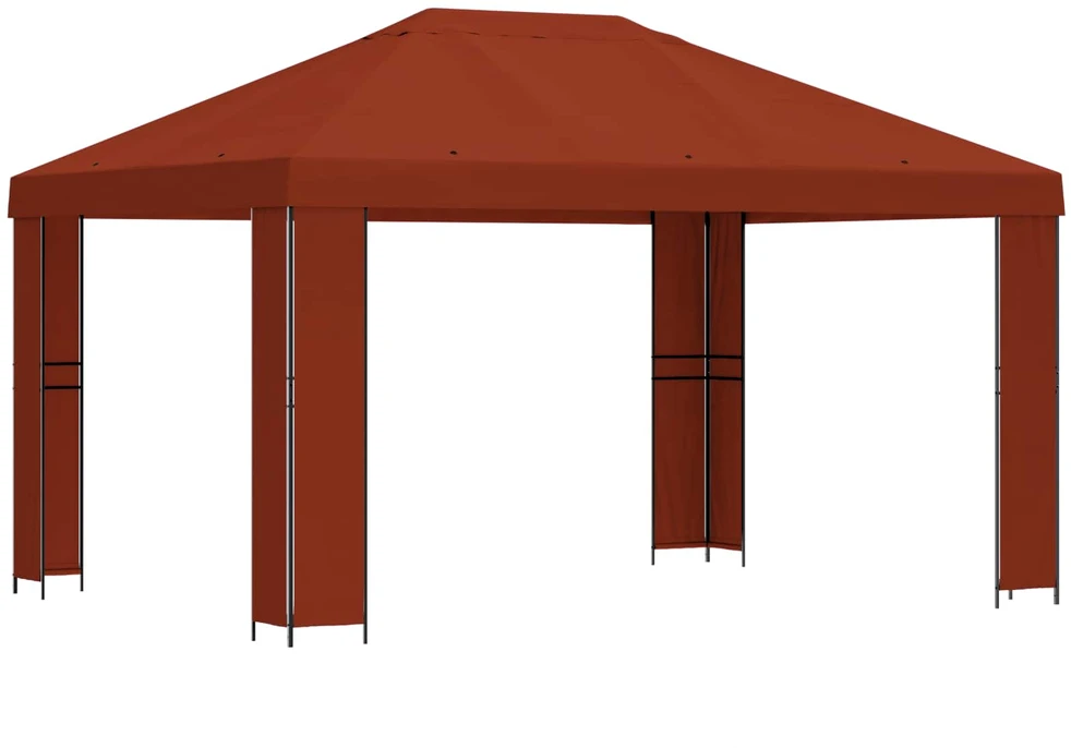 Pavėsinė 4 × 3 m Terakotos Poliesteris ir plienas 190 gsm